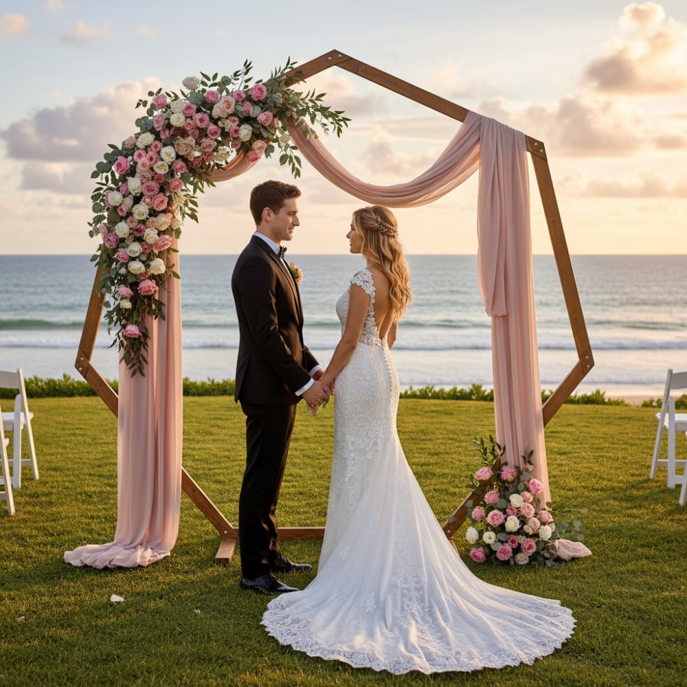 Wedding Support - Drewniana rama łuku ślubnego, wiatroodporna, wielokątna