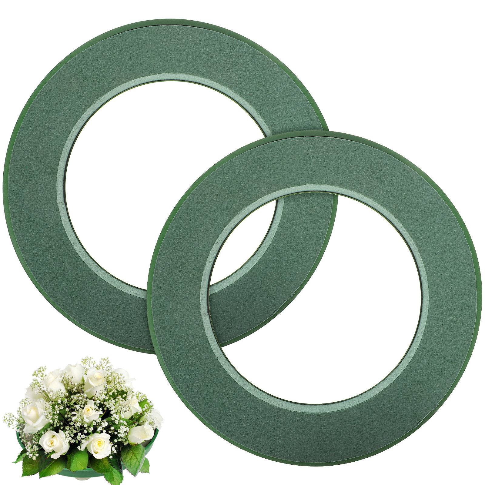Wedding Floral Supply - 2 szt. zielonych pierścieni z pianki
